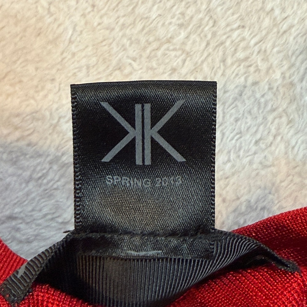 Kardashian Kollection Red Bandage Bodycon Dress 3/4 Sleeve XL Spring 2013 - Picture 8 of 9